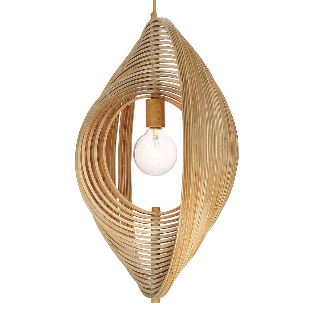 Abruzzo 19" Natural Wood Globe Pendant Light