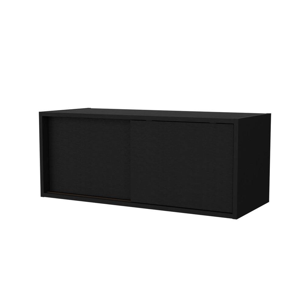 31.90 in. W x 13 in. D x 13 in. H Bathroom Storage Wall Cabinet in Black with 2 Sliding Door price history on PriceWatchPro