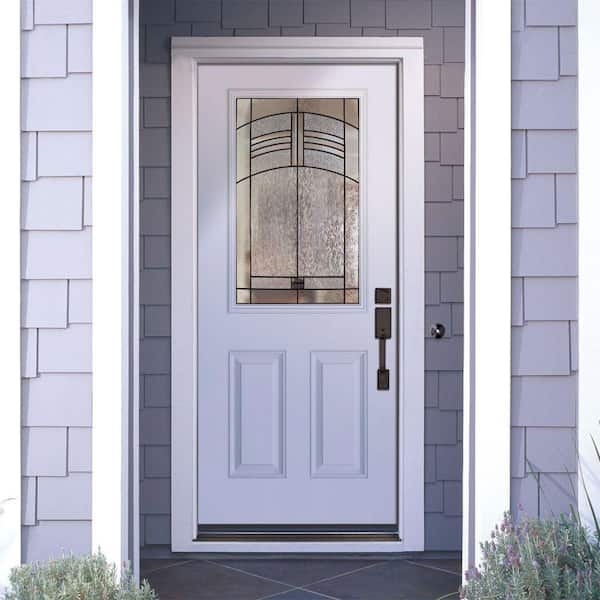 37.5 in. x 81.625 in. Rochester Patina 1/2 Lite Unfinished Smooth Left-Hand Inswing Fiberglass Prehung Front Door