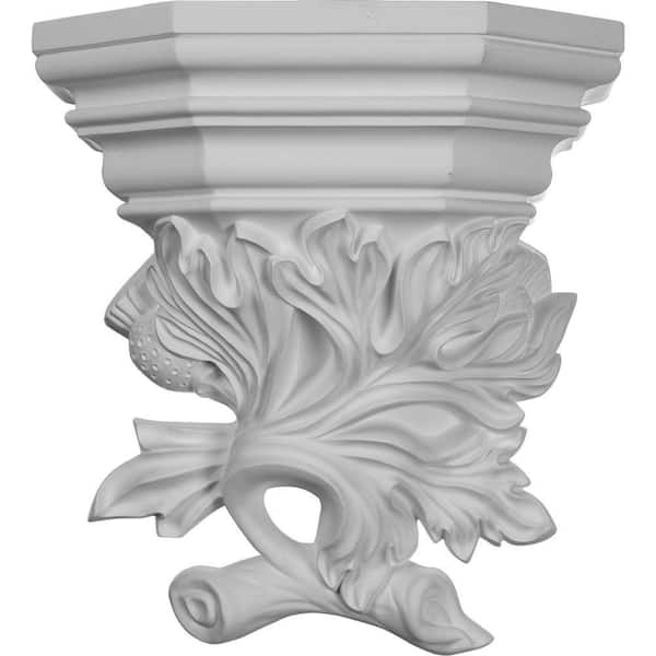 Ekena Millwork 16-1/8 in. x 8-5/8 in. x 17-3/4 in. Primed Polyurethane Oak Leaf Wall Sconce