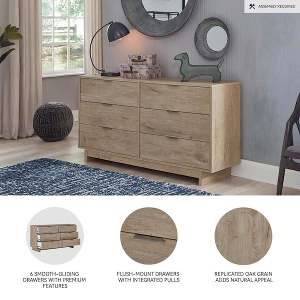 Signature DESIGN BY ASHLEY Oliah Brown 6 Drawer 59 in. Dresser EB2270-231