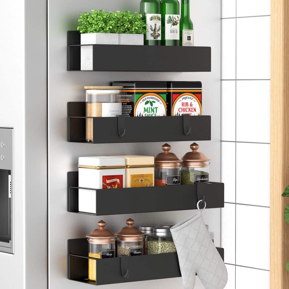 Metal Magnetic Spice Storage Rack Organizer for Kitchen Home Refrigerator and Oven, Black (4-Pack) price history on PriceWatchPro
