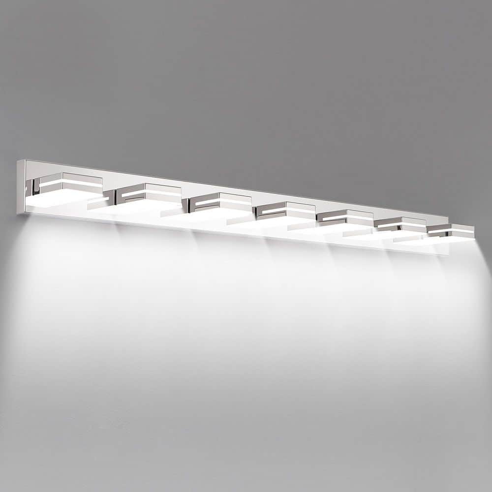 55.1 in. 7-Light Chrome Integrated LED Vanity Light Bar with Energy-Efficie