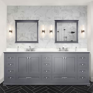 Dukes 84 in. W x 22 in. D Dark Grey Double Bath Vanity, Cultured Marble Top, and 34 in. Mirrors