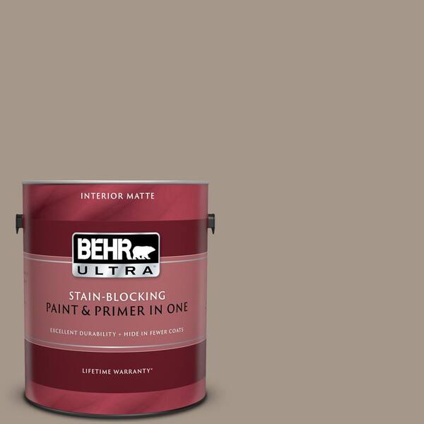 BEHR ULTRA 1 gal. #UL140-7 Studio Taupe Matte Interior Paint and Primer in One
