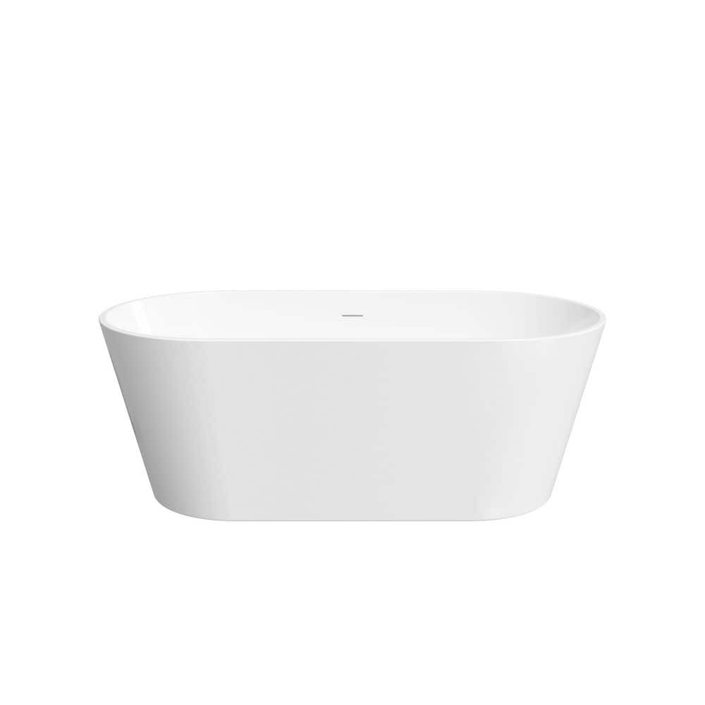 60 in. x 29 in. Freestanding Soaking Bathtub with Center Drain and Groove Overflow in White/Polished Chrome price history on PriceWatchPro