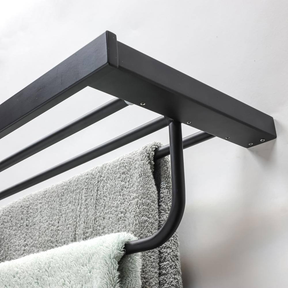 Florence Black Brass Wall-Mounted Towel Rack