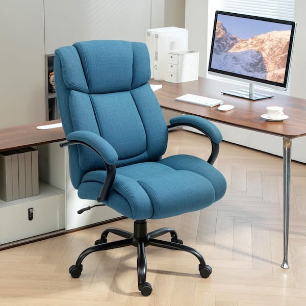 Fabric High Back, Height Adjustable Executive Chair in Blue, 485 lbs. Weight Capacity
