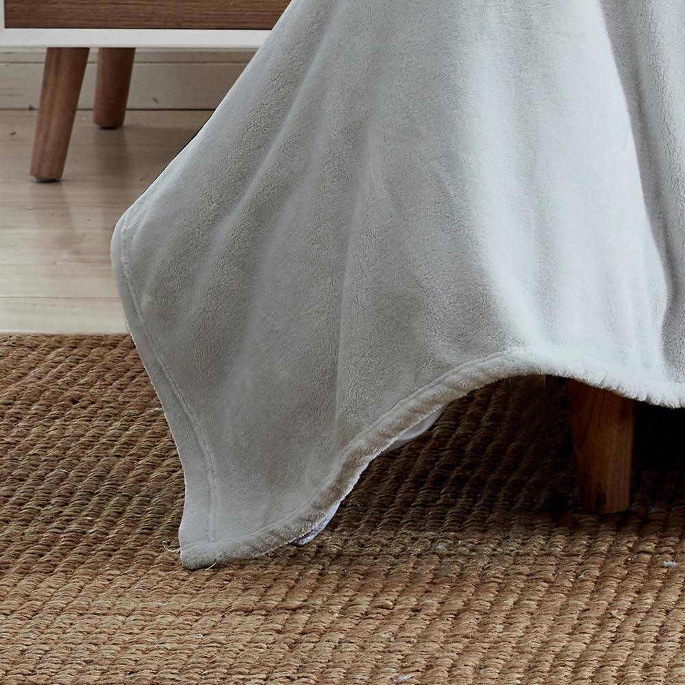 Twin Light Gray Reversible Fleece Blanket