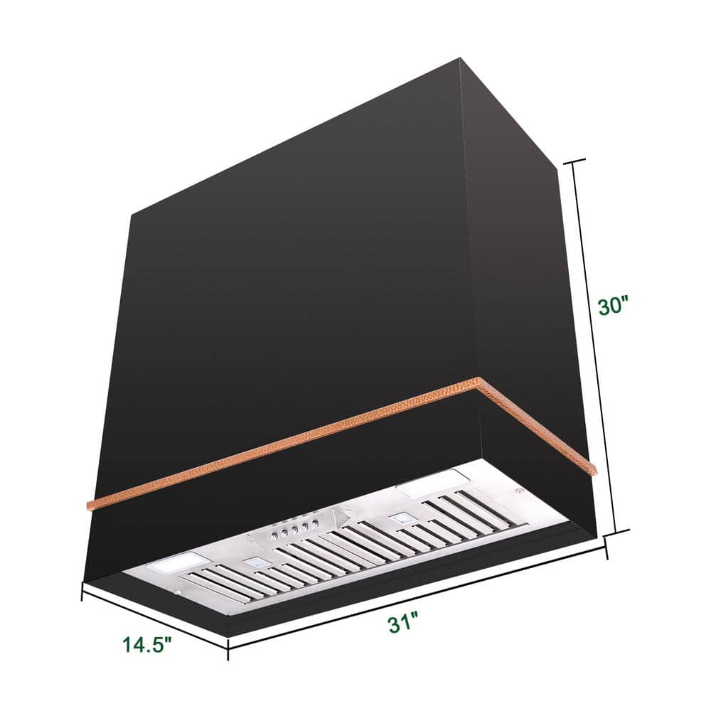 Akicon 30" Black Stainless Steel Wall Mount Range Hood