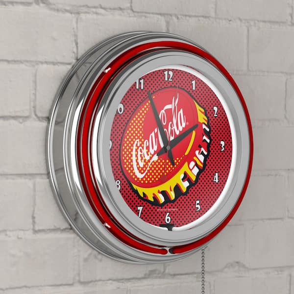 Coca-Cola Red Pop Art Cap Lighted Analog Neon Clock COKE8POP-HD