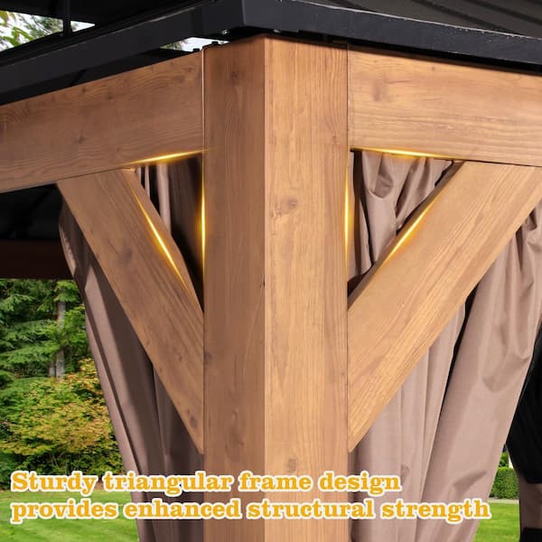 13 ft. x 15 ft. Aluminum Frame Outdoor Gazebo with Double Galvanized Steel Roof, Included Mosquito Netting and Curtains