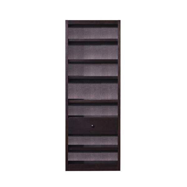 Concepts In Wood 84 in. Espresso Wood 7-shelf Standard Bookcase with Adjustable Shelves