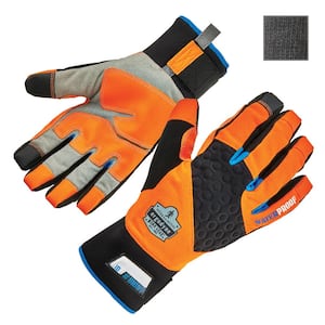 HI VIZ Orange THERMAL WINTER LATEX Gripper FREEZER Builders Roofing Work Gloves 