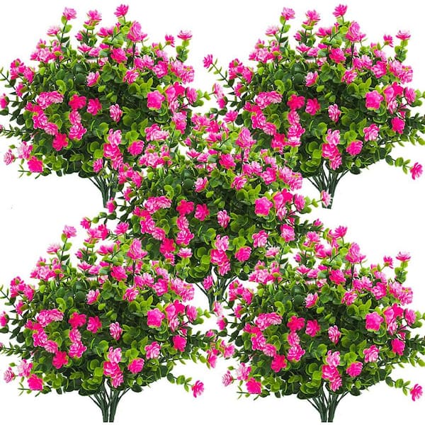 Unbranded 13.39 in. Pink Outdoor Artificial Eucalyptus Flower 10 Bundles