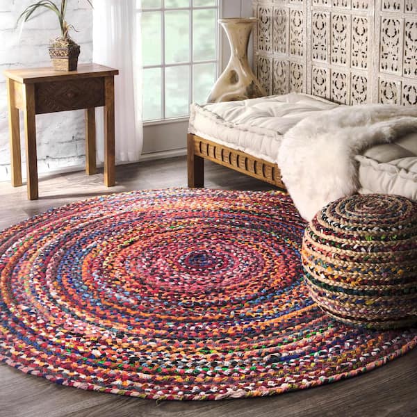 Tammara Colorful Braided Multi 8 ft. Round Rug