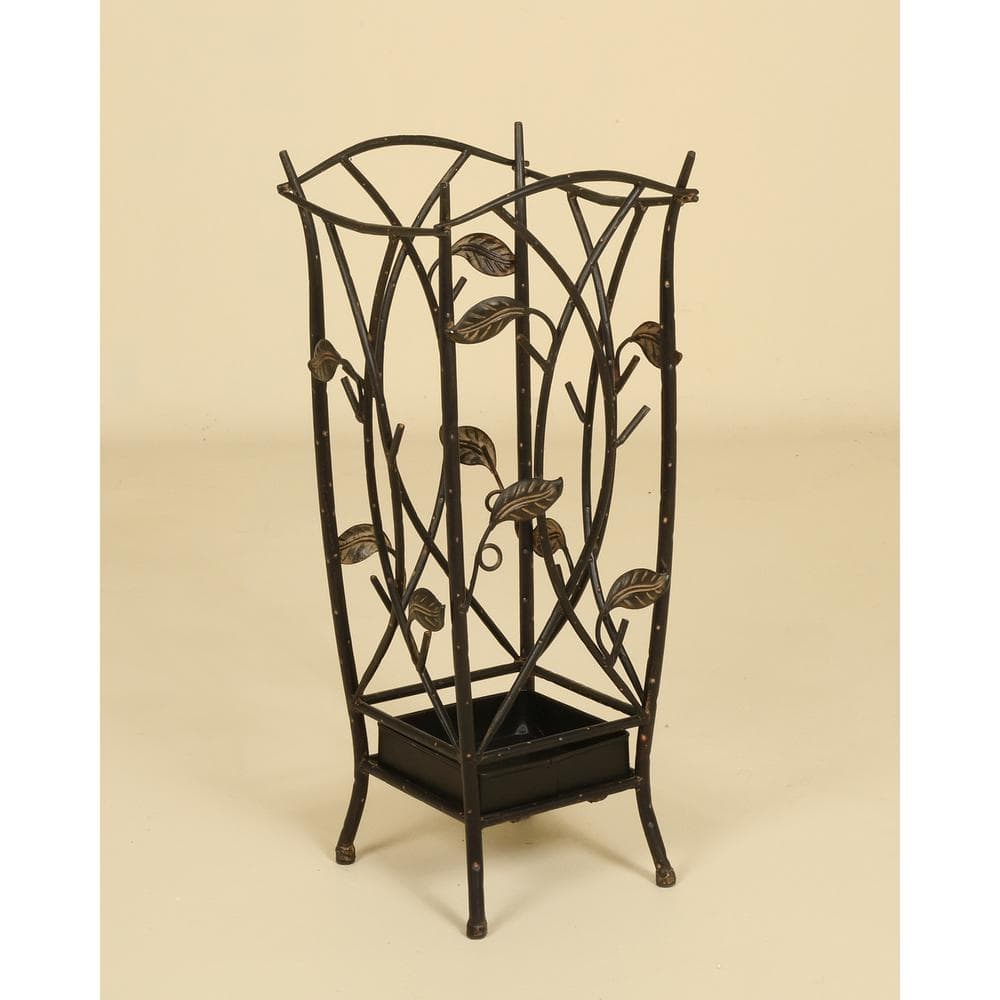 Oil-Rubbed Bronze Leaf Metal Freestanding Umbrella Stand