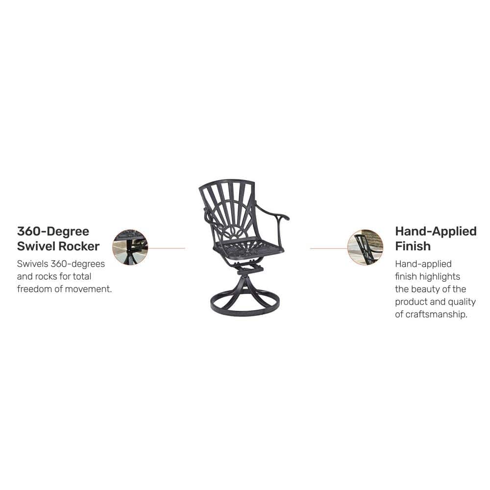 Charleston Swivel Rocking Chair in Charcoal Cast Aluminum