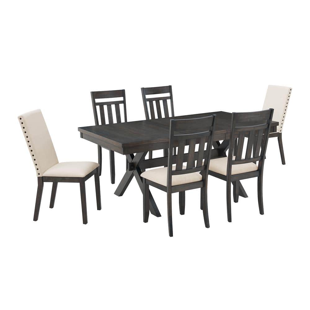 CROSLEY FURNITURE Hayden Slate Upholstered 7Piece Dining Set KF13077SL