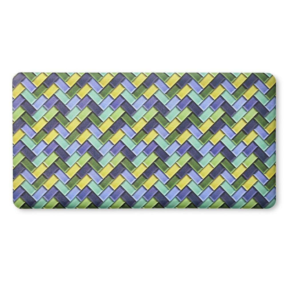 20 in. x 39 in. Blue and Green Party Herringbone Tile Modern Anti Fatigue I