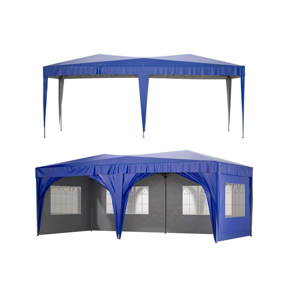 Itopfox Ft X Ft Blue Outdoor Pop Up Canopy Folding Tent With Removable Sidewalls And