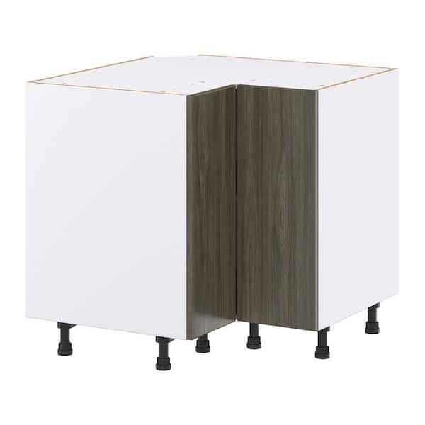 J COLLECTION 36 in. W x 34.5 in. H x 24 in. D Medora textured Slab Walnut Assembled Corner Base Kitchen Cabinet