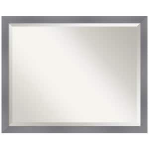 Edwin Grey 30.5 in. x 24.5 in. Beveled Casual Rectangle Wood Framed Wall Mirror in Gray