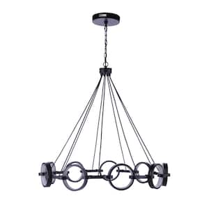 Context 9-Light Dimmable Integrated LED Flat Black Ring Shaped Lighting Chandelier Pendant for Kitchen/Dining/Foyer