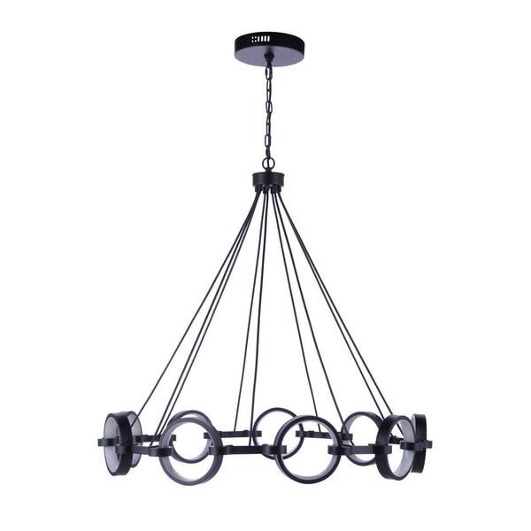 CRAFTMADE Context 9-Light Dimmable Integrated LED Flat Black Ring Shaped Lighting Chandelier Pendant for Kitchen/Dining/Foyer