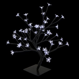 18 in. Pure White LED Lighted Japanese Sakura Blossom Flower Artificial Tree