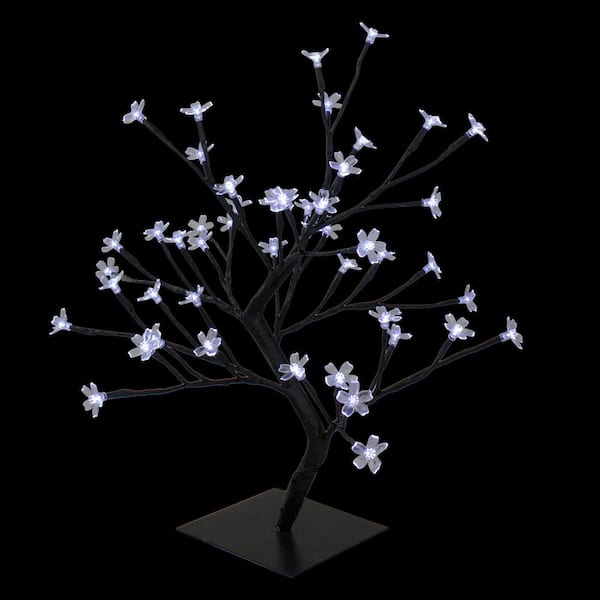Northlight 18 in. Pure White LED Lighted Japanese Sakura Blossom Flower Artificial Tree