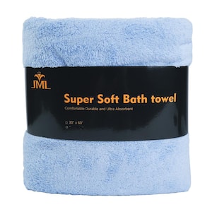 Blue 350 GSM Polyester Fleece Bath Towel (Set of 2)
