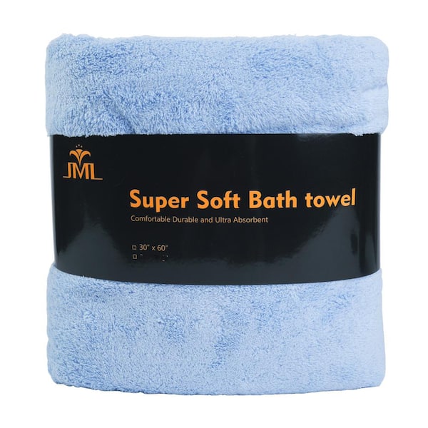 JML Blue 350 GSM Polyester Fleece Bath Towel (Set of 2)