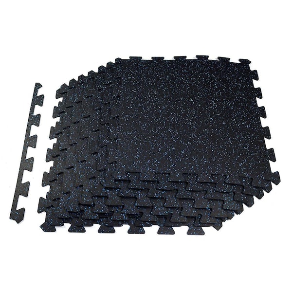 Jeedeson Pro Series Black/Blue 6 mm 24 in. W x 24 in. L Interlocking Rubber Tile Box of 8 (32 sq. ft.)