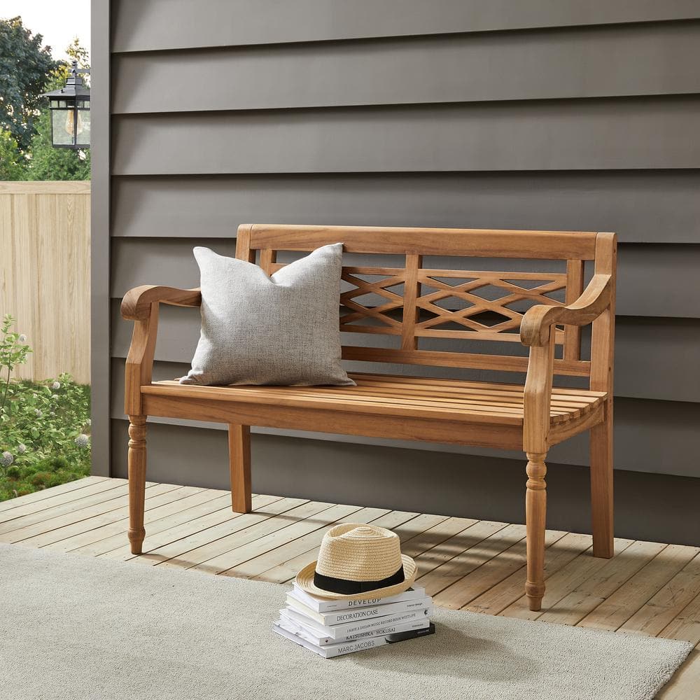 Olivier 50'' Teak Wood Traditional Indoor/Outdoor Bench