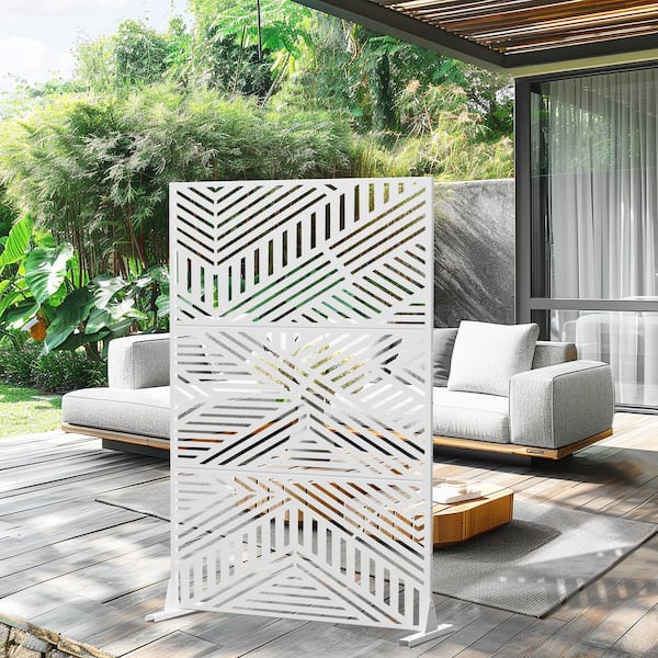 Dovelina Ivan 72 in. Galvanized Steel Garden Fence Outdoor Privacy Screen Garden Screen Panels in White
