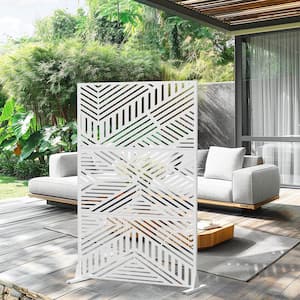 Ivan 72 in. Galvanized Steel Garden Fence Outdoor Privacy Screen Garden Screen Panels in White