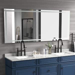 72 in. W x 36 in. H Large Rectangular Frameless Anti-Fog Wall Mount Bathroom Vanity Mirror in White