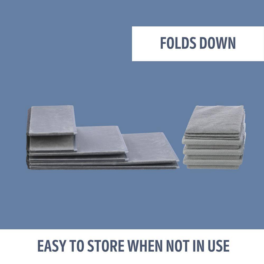 Gray Velour Foldable 3-Step Pet Stairs with Storage