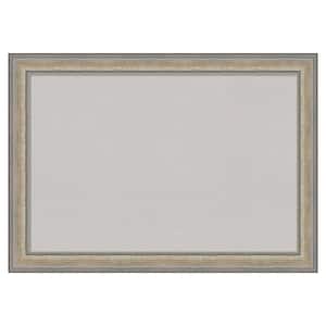 Fleur Silver Wood Framed Grey Corkboard 41 in. x 29 in. Bulletin Board Memo Board