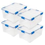 WEATHERTIGHT 60 Qt. Multi-Purpose Storage Box in Clear with Blue Buckles (4-Pack)