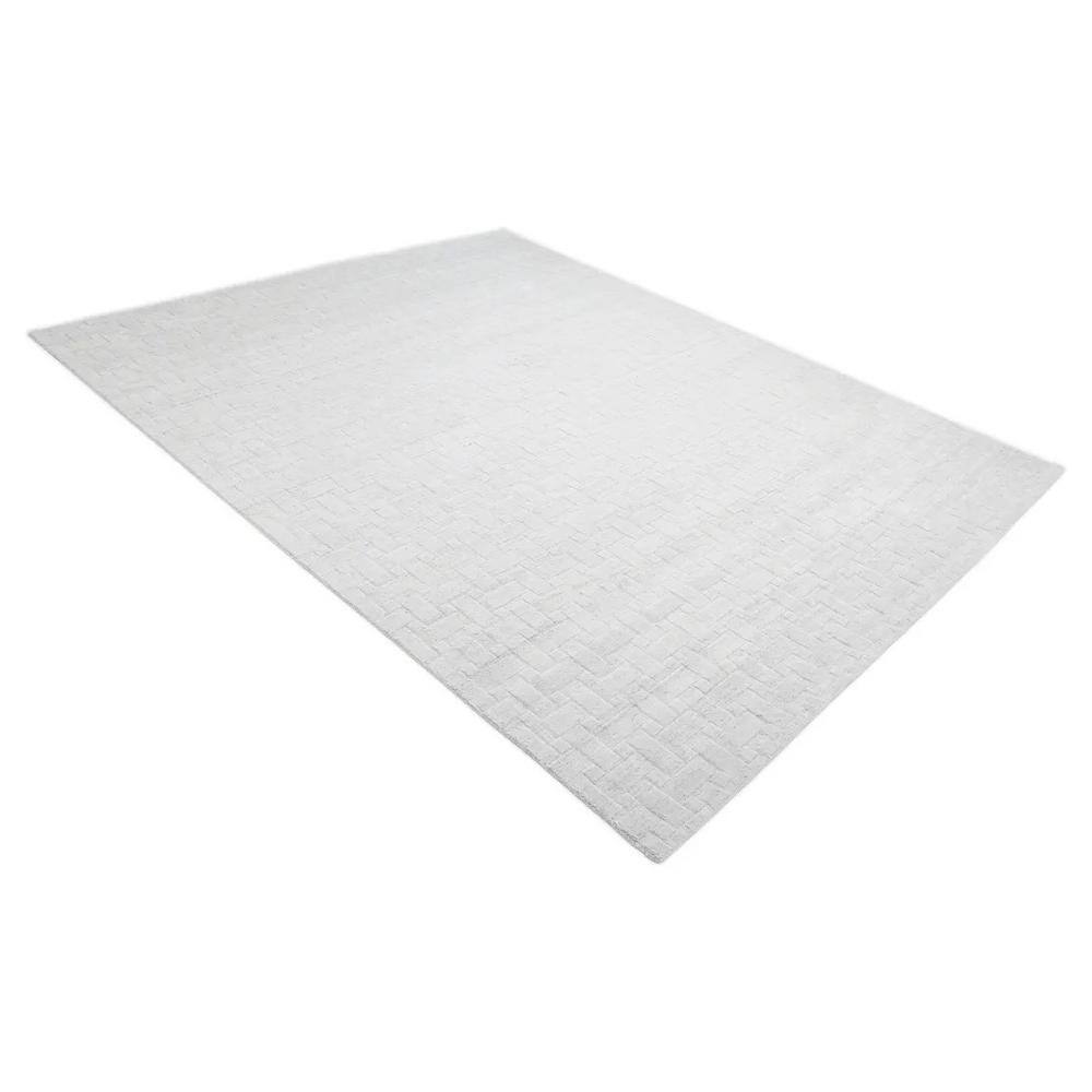 Ivory Geometric Handmade Wool-Blend 3' x 5' Rug