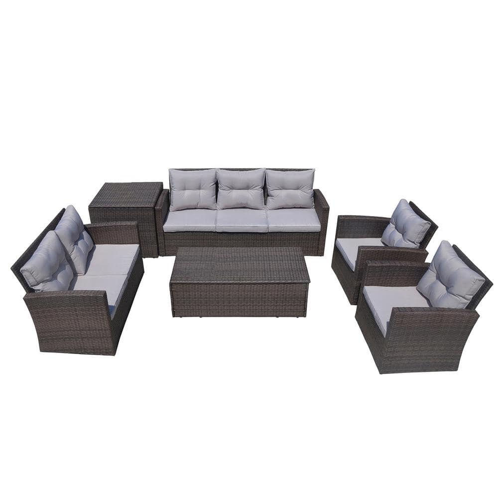 DIRECT WICKER Martinka 6-Piece Patio Brown Wicker Outdoor Sectional ...