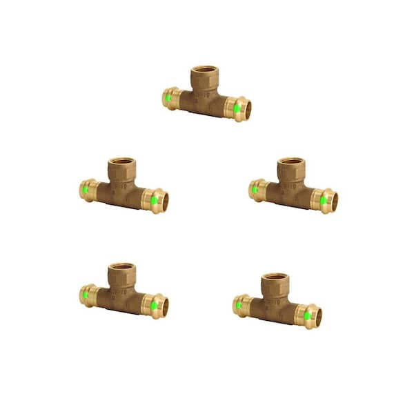 Viega ProPress 1 in. Press x 1 in. Press x 3/4 in. FPT Zero-Lead Bronze Reducing Tee (5-Pack)