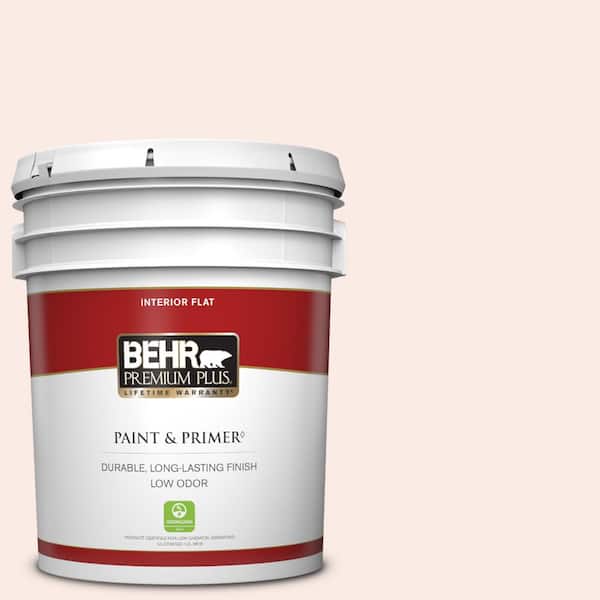BEHR PREMIUM PLUS 5 gal. #190E-1 Light Rosebeige Flat Low Odor Interior Paint & Primer