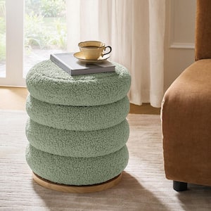 HAY POUF / ミントグリーン キューブ型オットマン KINWELL Green Boucle Upholstered Square Ottoman with Solid Wood