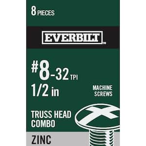 #8-32 x 1/2 in. Combo Truss Head Zinc Plated Machine Screw (8-Pack)
