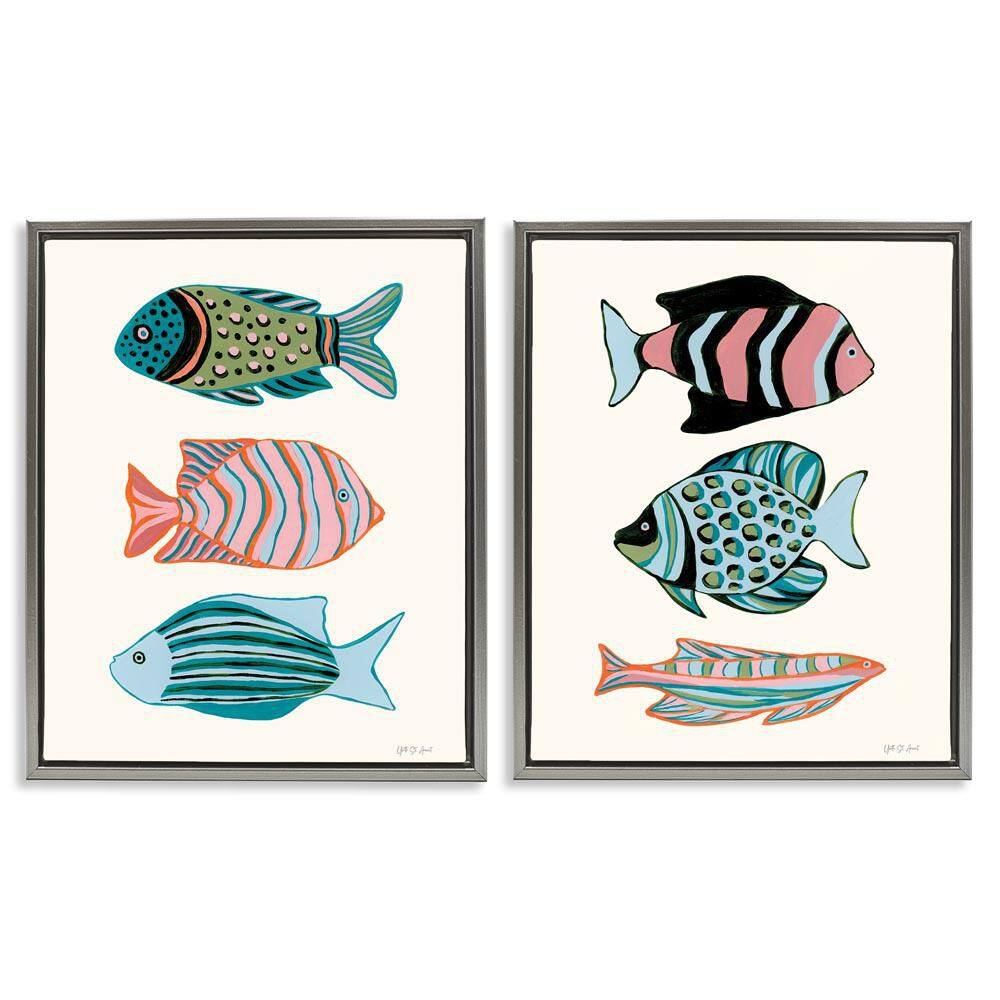 Tropical Pastels Fish by Yvette St. Amant 2-Pieces Gray Floater Frame Animal Graphic Art Print 31 in. x 25 in. price history on PriceWatchPro