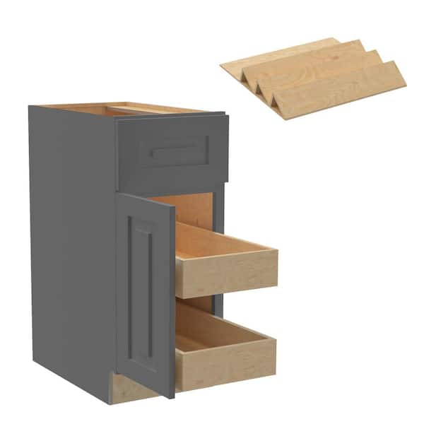 Home Decorators Collection Grayson 15 in. W x 24 in. D x 34.5 in. H Assembled Plywood Base Kitchen Cabinet in Deep Onyx with 2ROT Spice Soft Cls LH