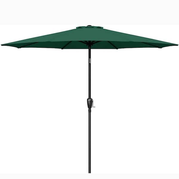Unbranded 9 ft. Steel Market Outdoor Tilt Patio Umbrella in Green with 8 Sturdy Ribs